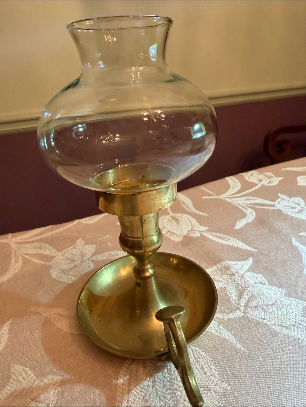 Brass and Clear Glass Hurricane Candle Holder - Gold Finish